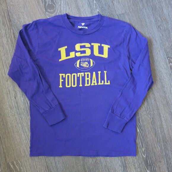 LSU LOUISIANA TIGERS  FOOTBALL Top Youth Size M Long Sleeve Logo Purple - Picture 1 of 3